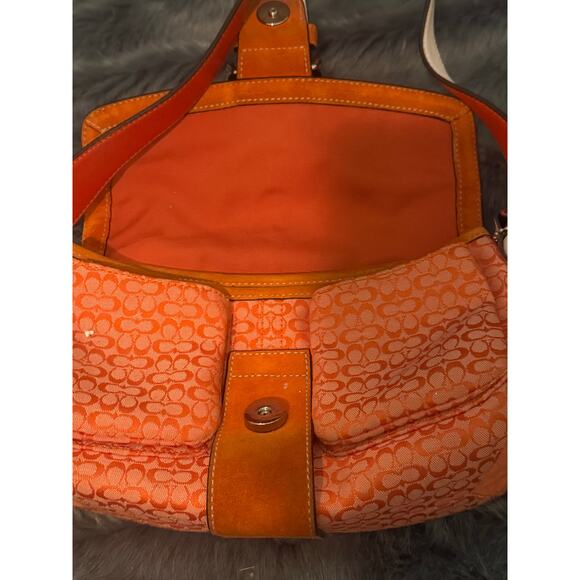 Coach Signature Soho Buckle Flap Shoulder Bag – Orange Canvas & Suede - Picture 4 of 4